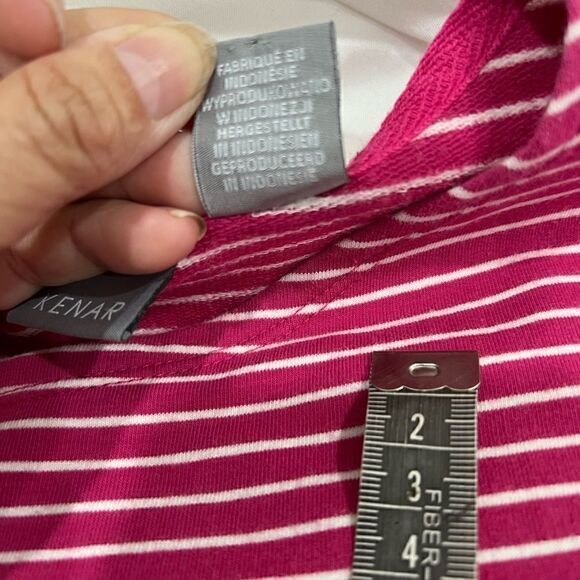 Kenar short sleeve striped pink white shirt dress back gold buttons size L - Picture 4 of 6